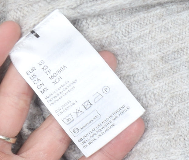 H&M Women's Beige Ribbed Pullover Jumper XS