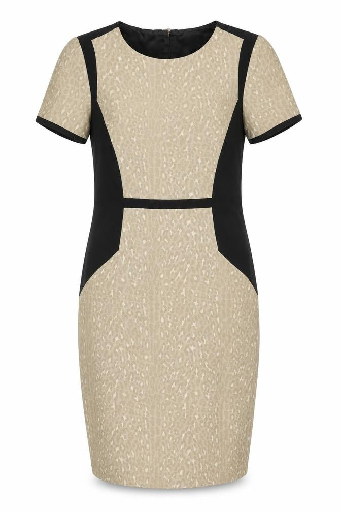 Front view of Marks & Spencer Women's Beige Pencil Dress, size 12