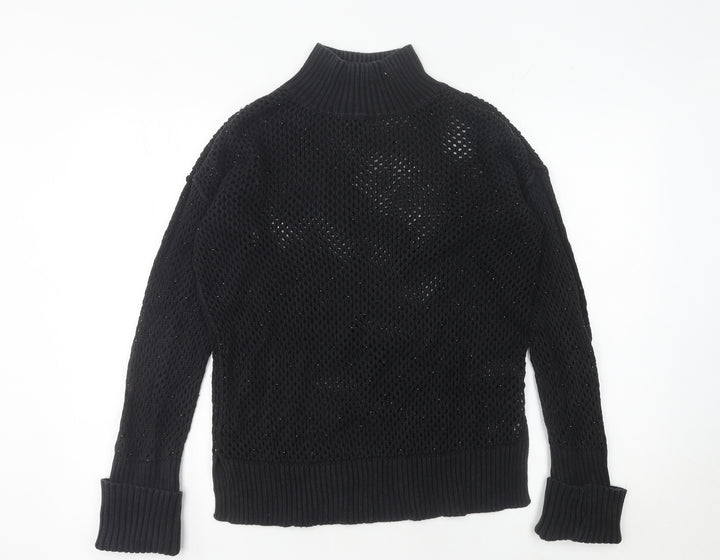 Next Black Open-Knit High Neck Jumper Size 10