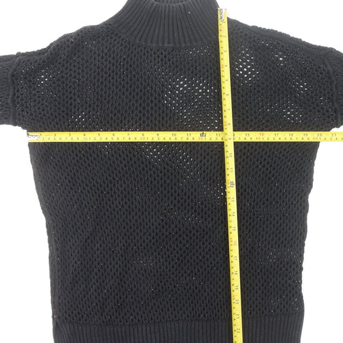 Next Black Open-Knit High Neck Jumper Size 10