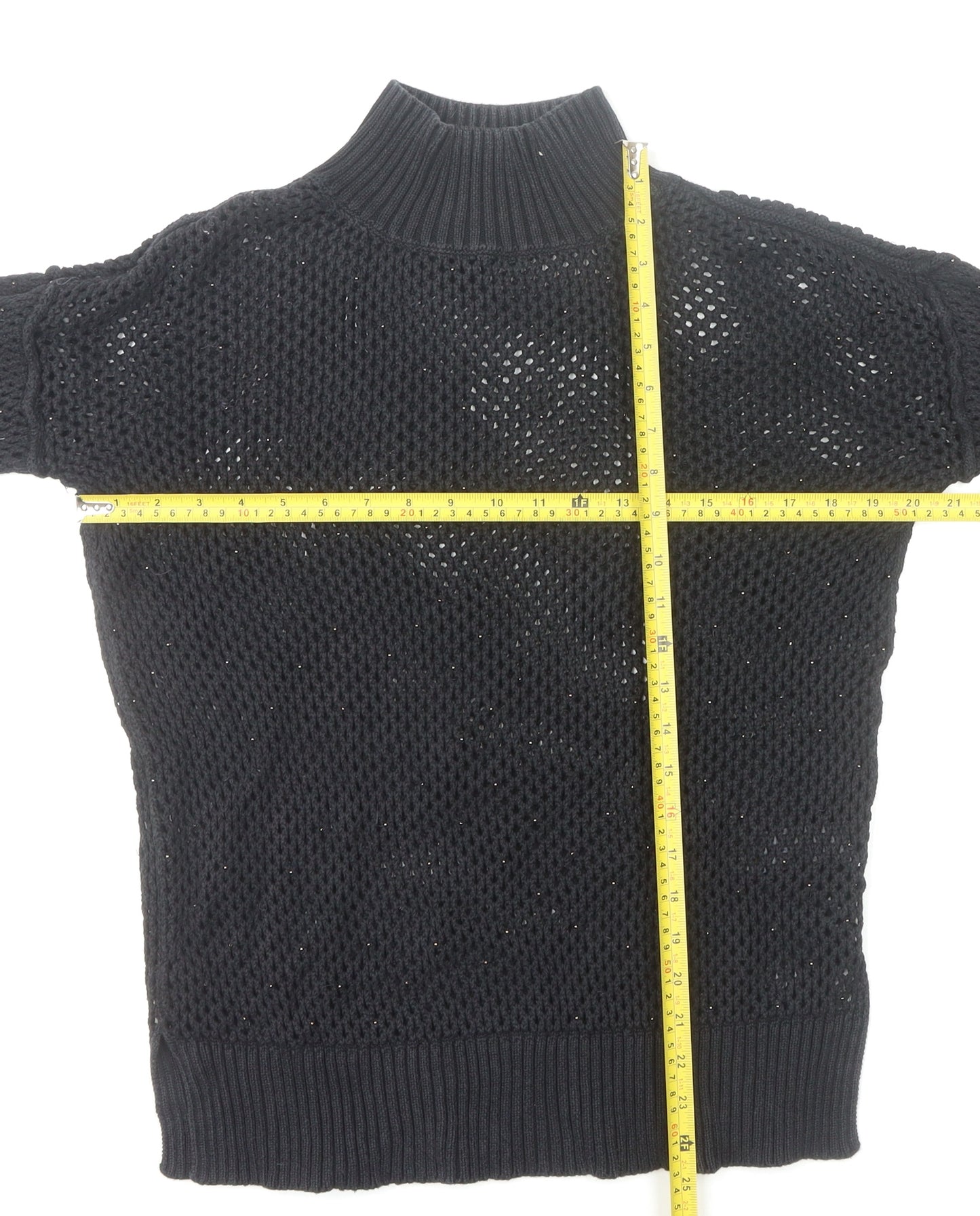 Next Black Open-Knit High Neck Jumper Size 10