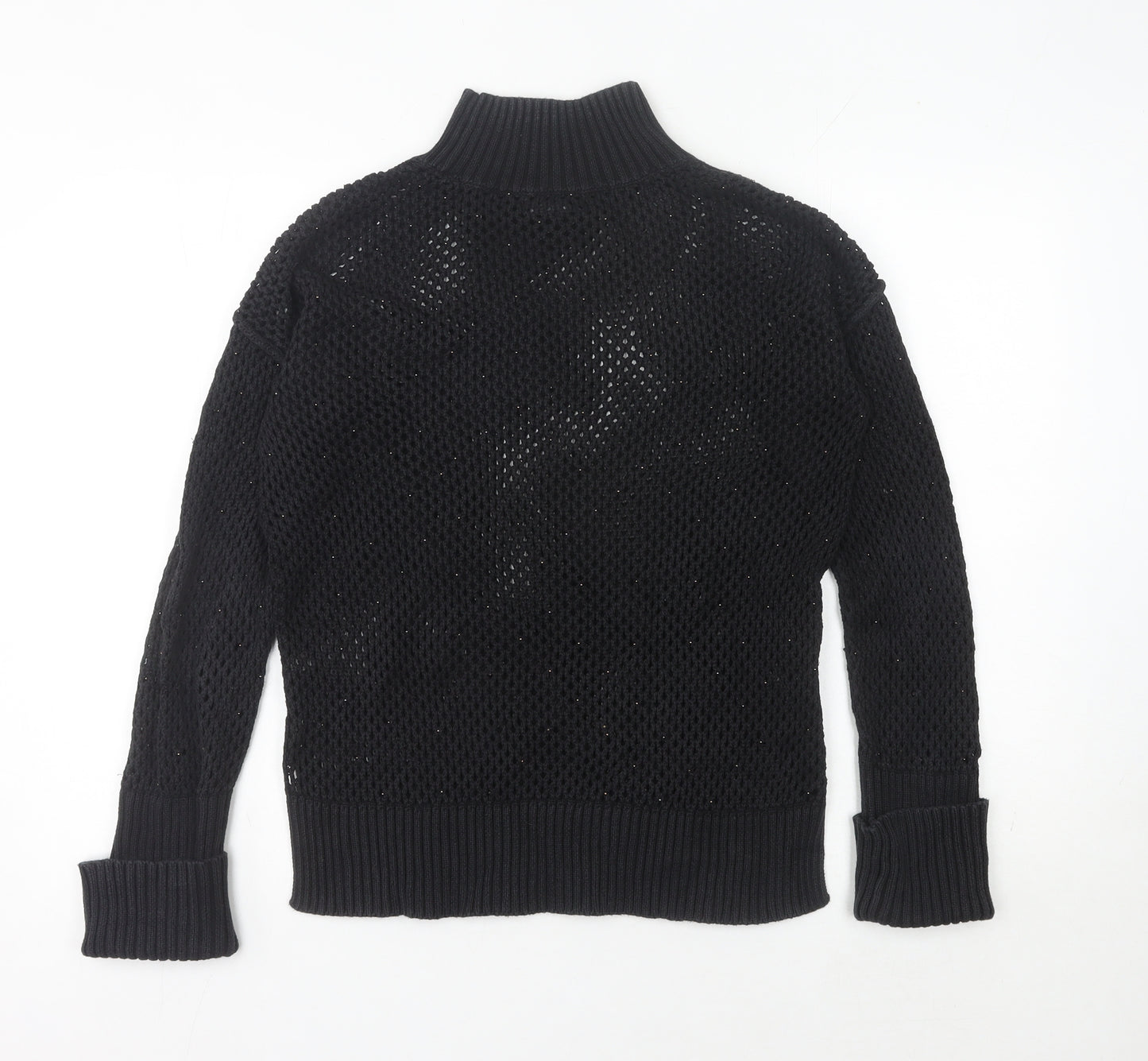 Next Black Open-Knit High Neck Jumper Size 10