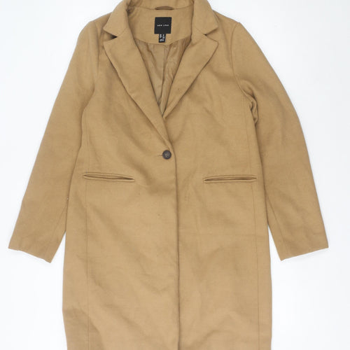 New Look Women's Beige Mid-Length Coat, Size 12, Classic Style