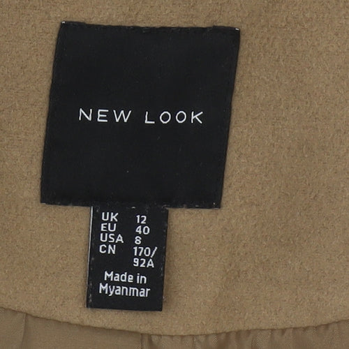 New Look Women's Beige Mid-Length Coat, Size 12, Classic Style