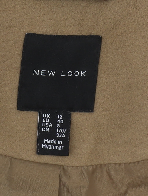 New Look Women's Beige Mid-Length Coat, Size 12, Classic Style
