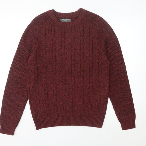 Primark Men’s Red Cable-Knit Pullover Jumper, Size S