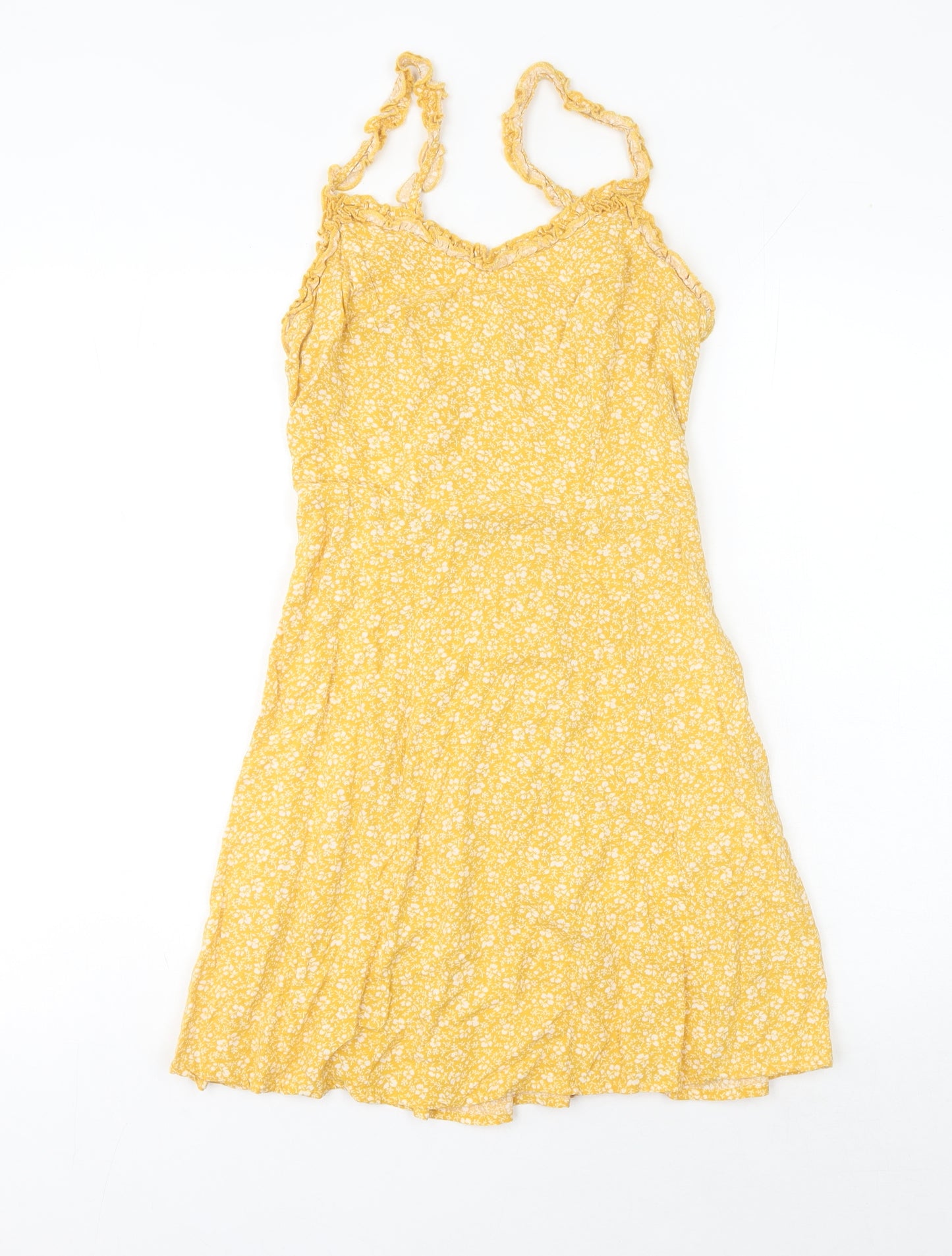 New Look Women's Yellow Floral Dress Size 8