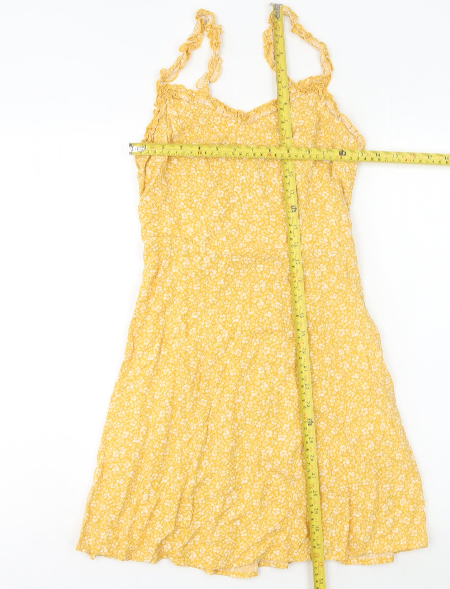 New Look Women's Yellow Floral Dress Size 8