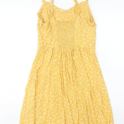 New Look Women's Yellow Floral Dress Size 8