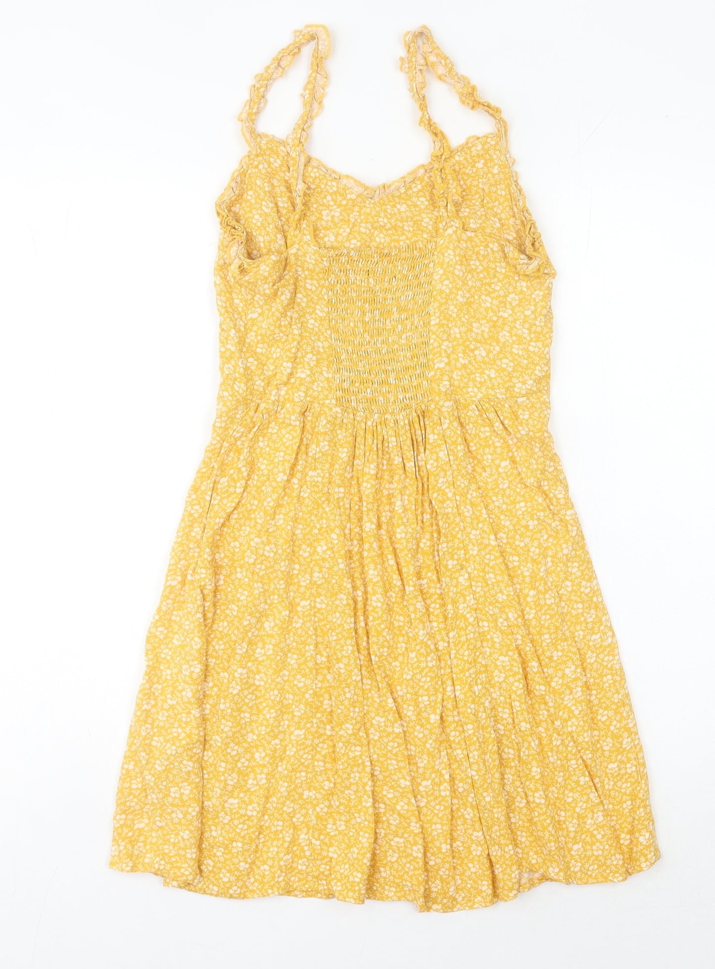 New Look Women's Yellow Floral Dress Size 8