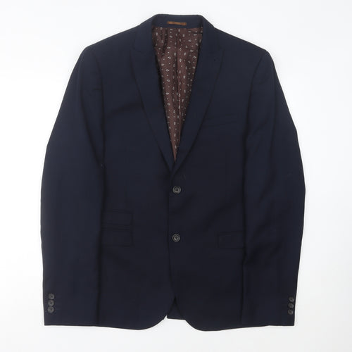 Next Men's Blue Blazer, 42 L, Notch Lapel Winter Formal