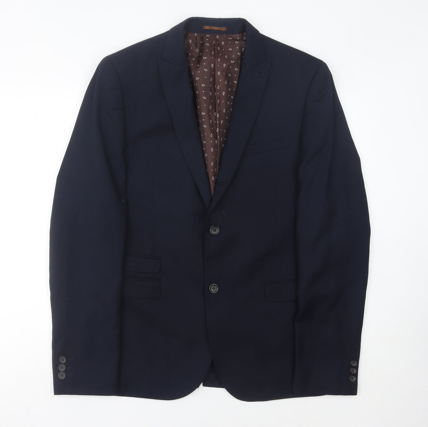 Next Men's Blue Blazer, 42 L, Notch Lapel Winter Formal