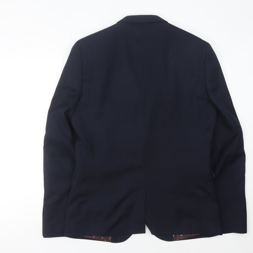 Next Men's Blue Blazer, 42 L, Notch Lapel Winter Formal