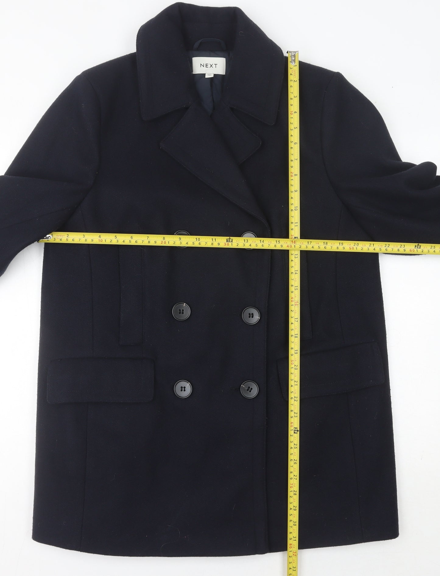 Next Women's Black Wool Pea Coat Size 16