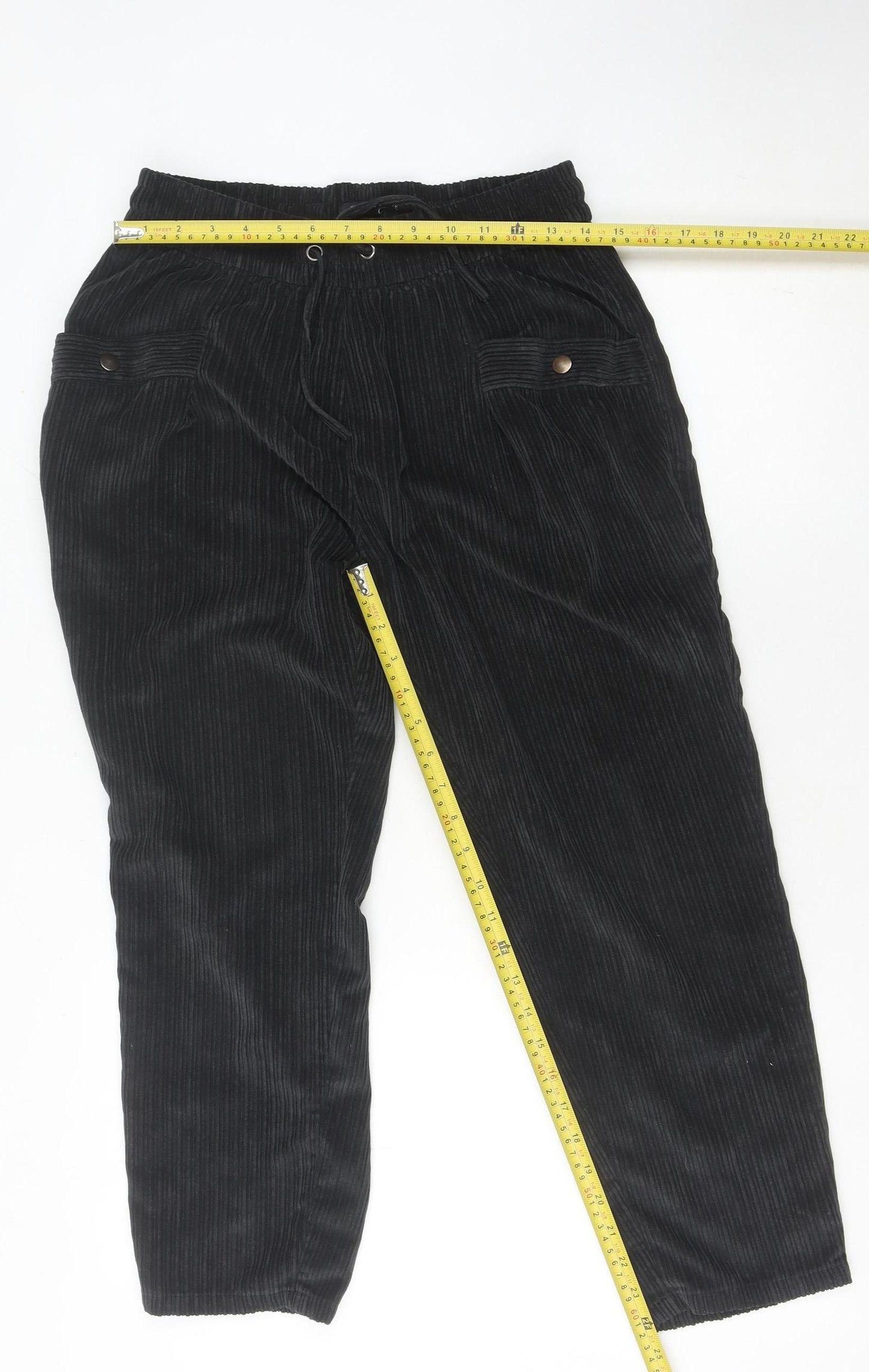 Next Women's Black Corduroy Trousers Size 12 Petite