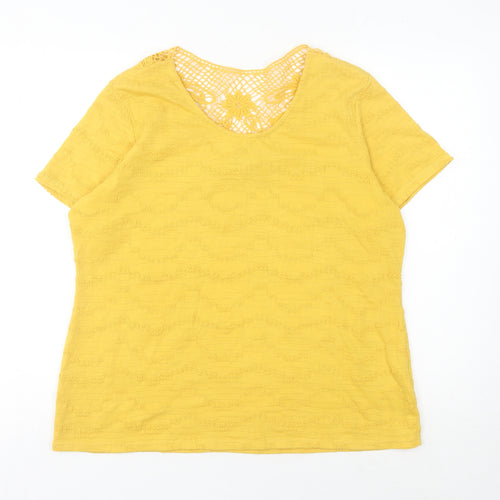Marks and Spencer Women's Yellow Crochet T-Shirt