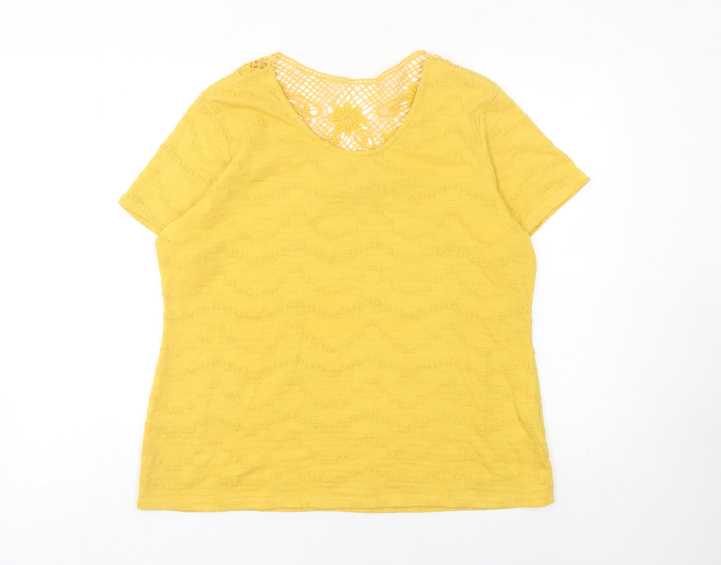 Marks and Spencer Women's Yellow Crochet T-Shirt
