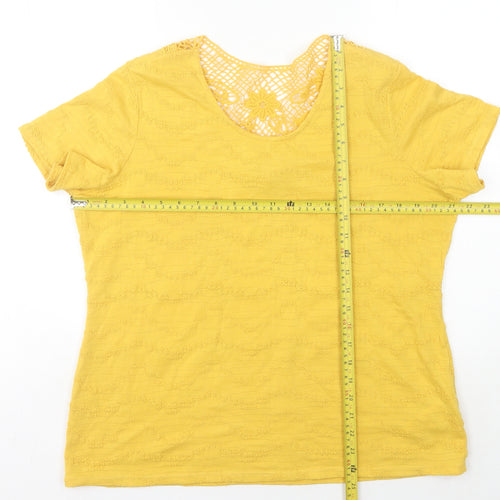 Marks and Spencer Women's Yellow Crochet T-Shirt