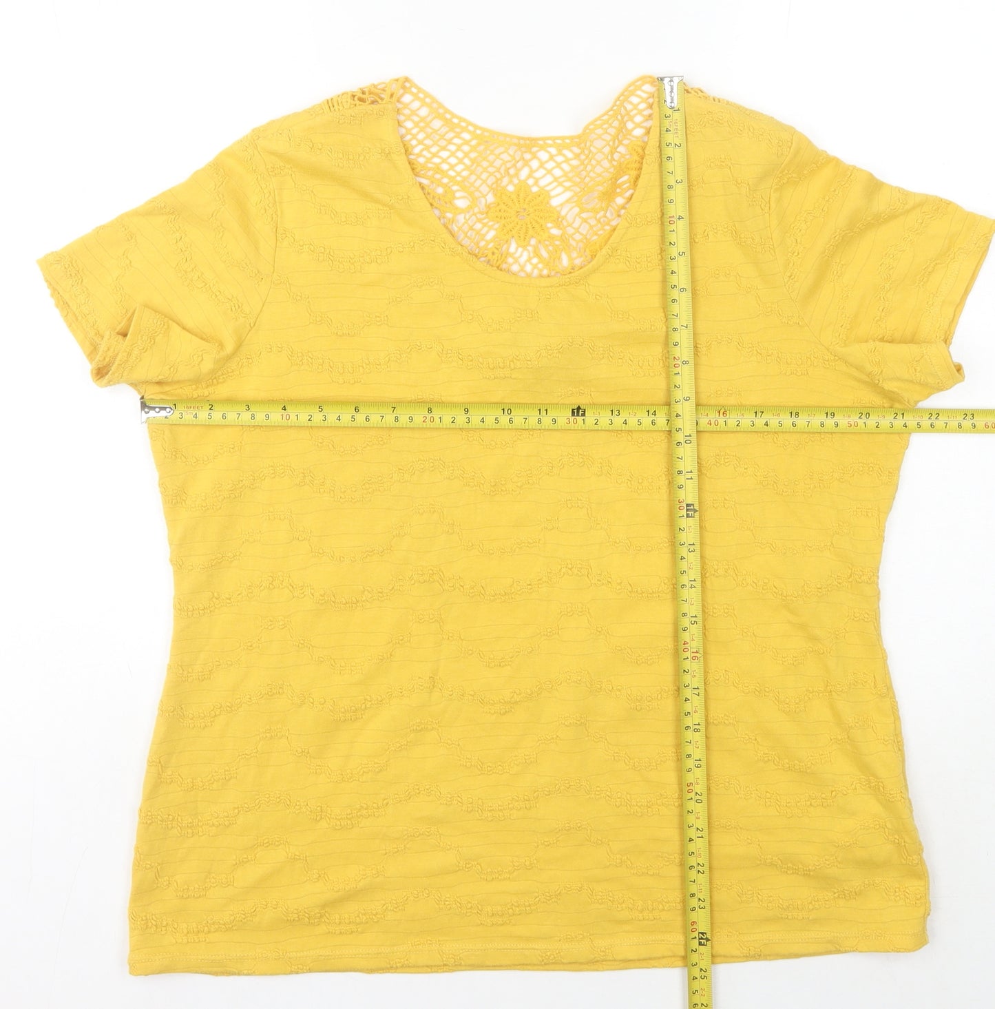 Marks and Spencer Women's Yellow Crochet T-Shirt