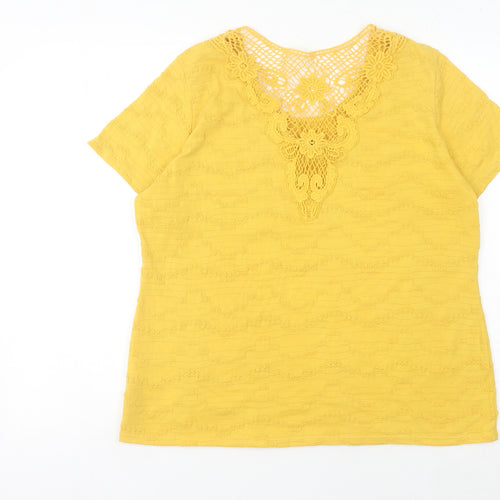Marks and Spencer Women's Yellow Crochet T-Shirt