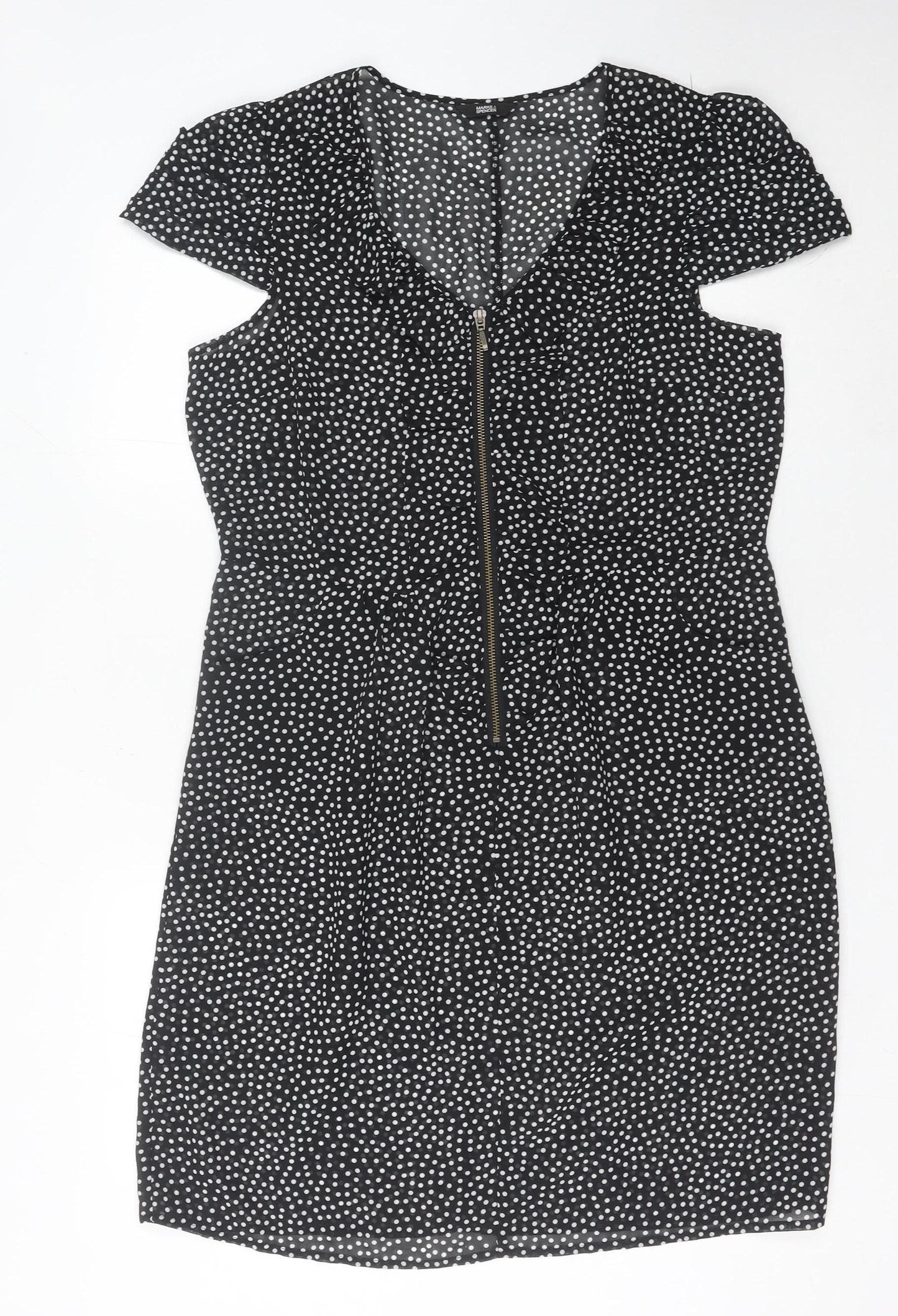 Marks and Spencer Women's Black Polka Dot Sheath Dress 14