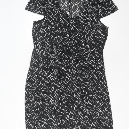 Marks and Spencer Women's Black Polka Dot Sheath Dress 14