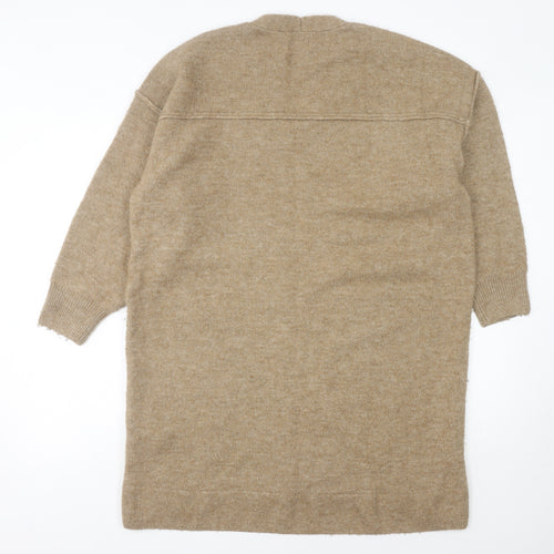 Superdry Women's Beige V-Neck Knit Dress Size 14