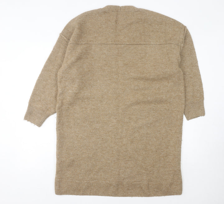 Superdry Women's Beige V-Neck Knit Dress Size 14