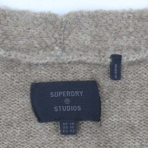 Superdry Women's Beige V-Neck Knit Dress Size 14