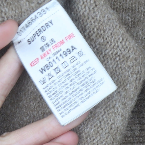 Superdry Women's Beige V-Neck Knit Dress Size 14