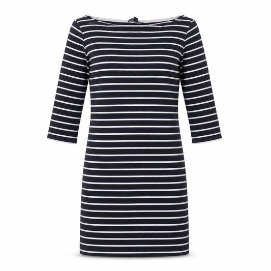 Front view of French Connection Women's Black Striped Shift Dress