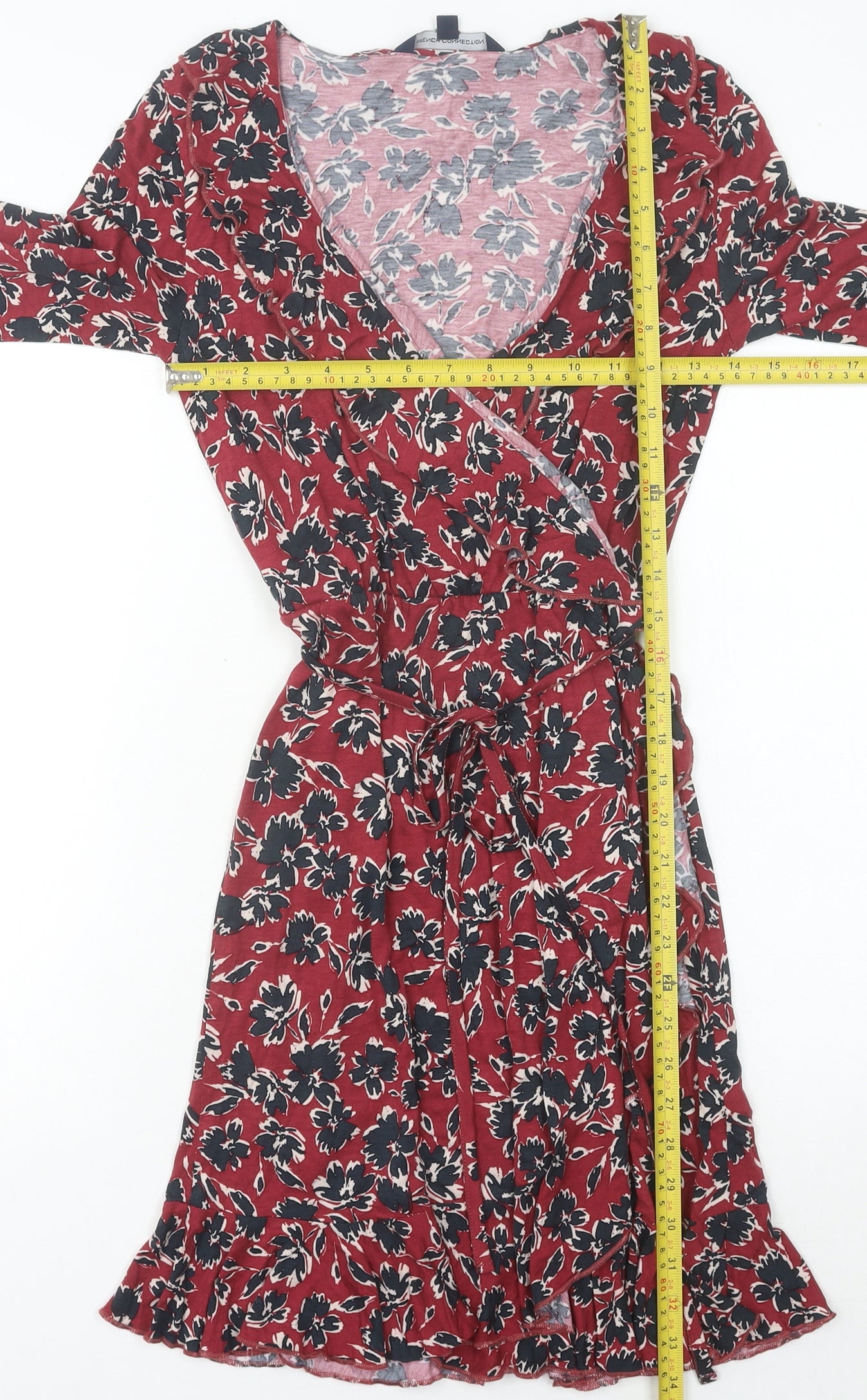 French Connection Women's Red Wrap Dress Size 6