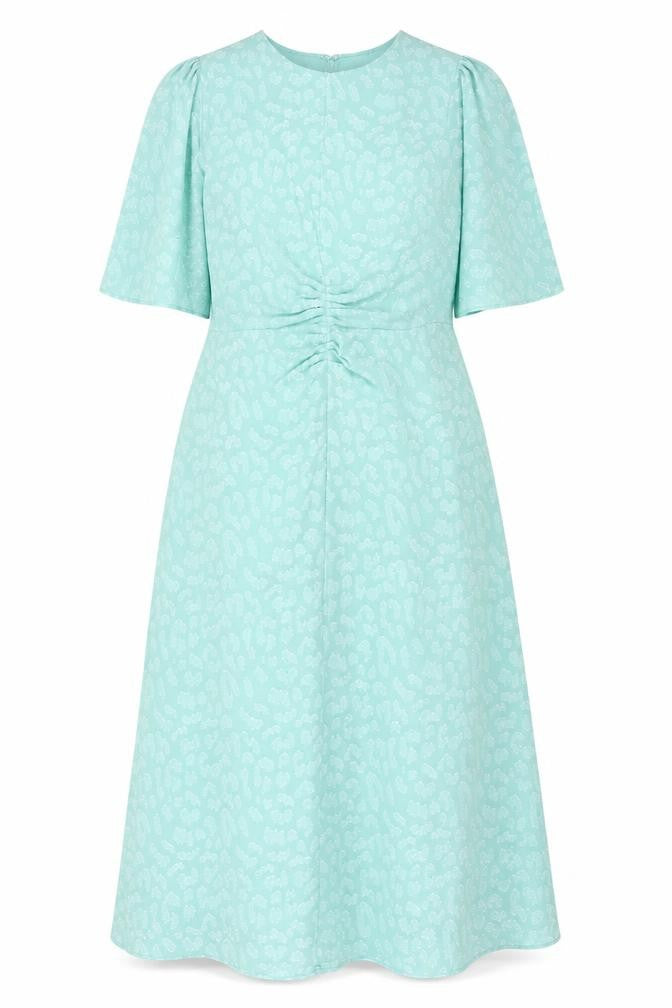 Front view of Marks & Spencer Women's Blue A-Line Midi Dress 14
