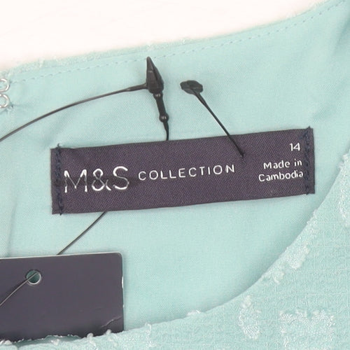 Marks and Spencer Green Ruched Dress, Size 14