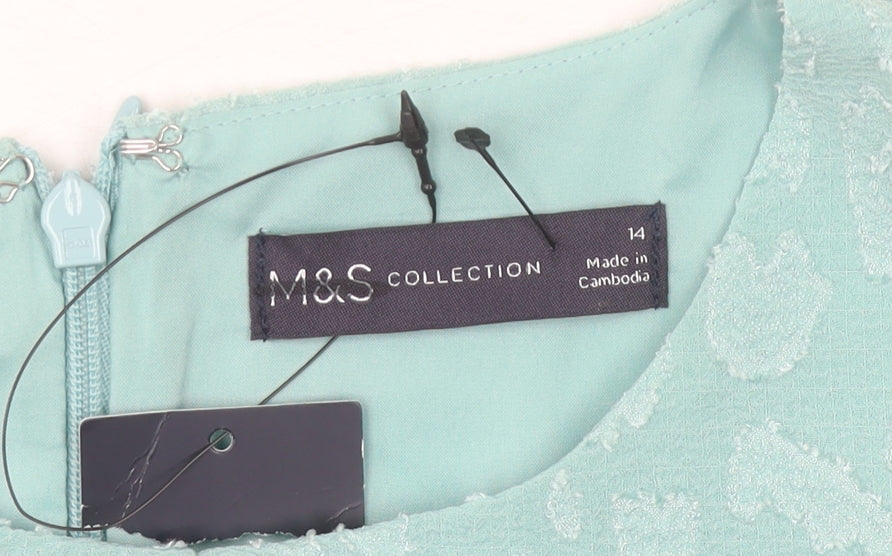 Marks and Spencer Green Ruched Dress, Size 14