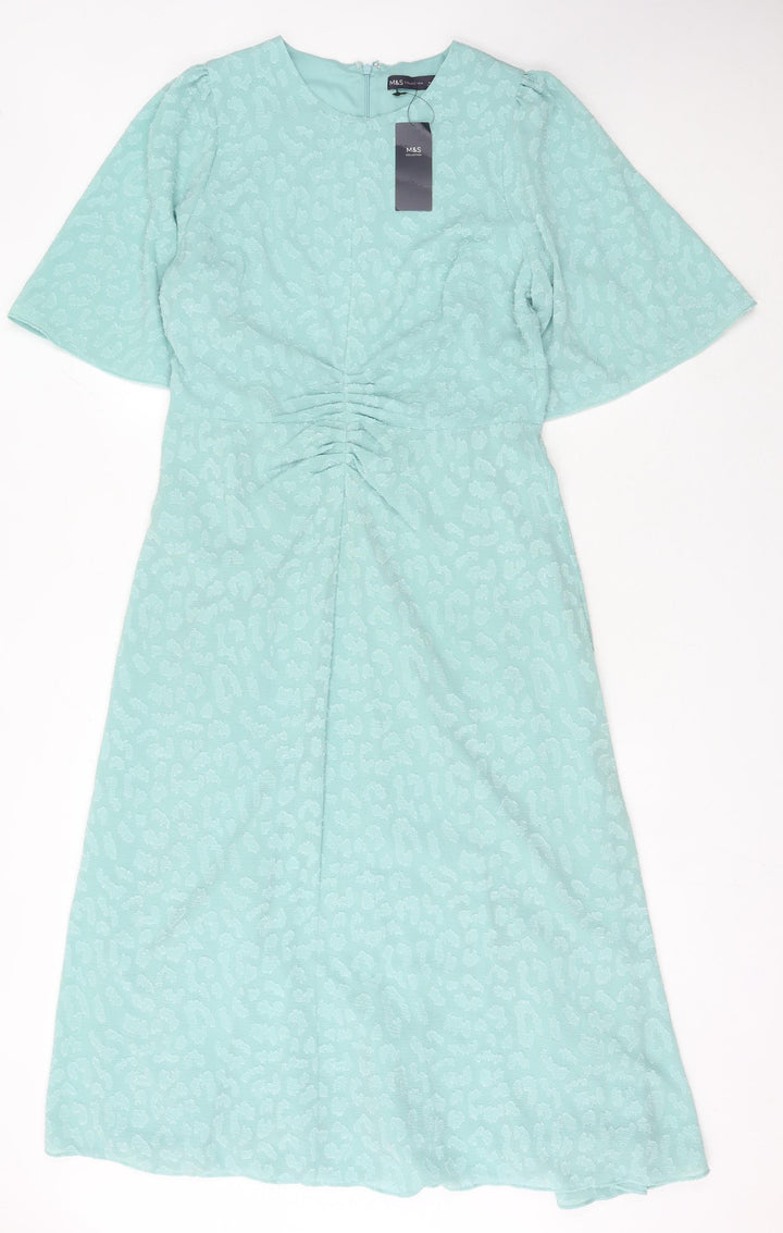Marks and Spencer Midi Green Dress - Women's Size 14