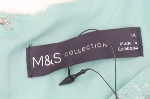 Marks and Spencer Midi Green Dress - Women's Size 14