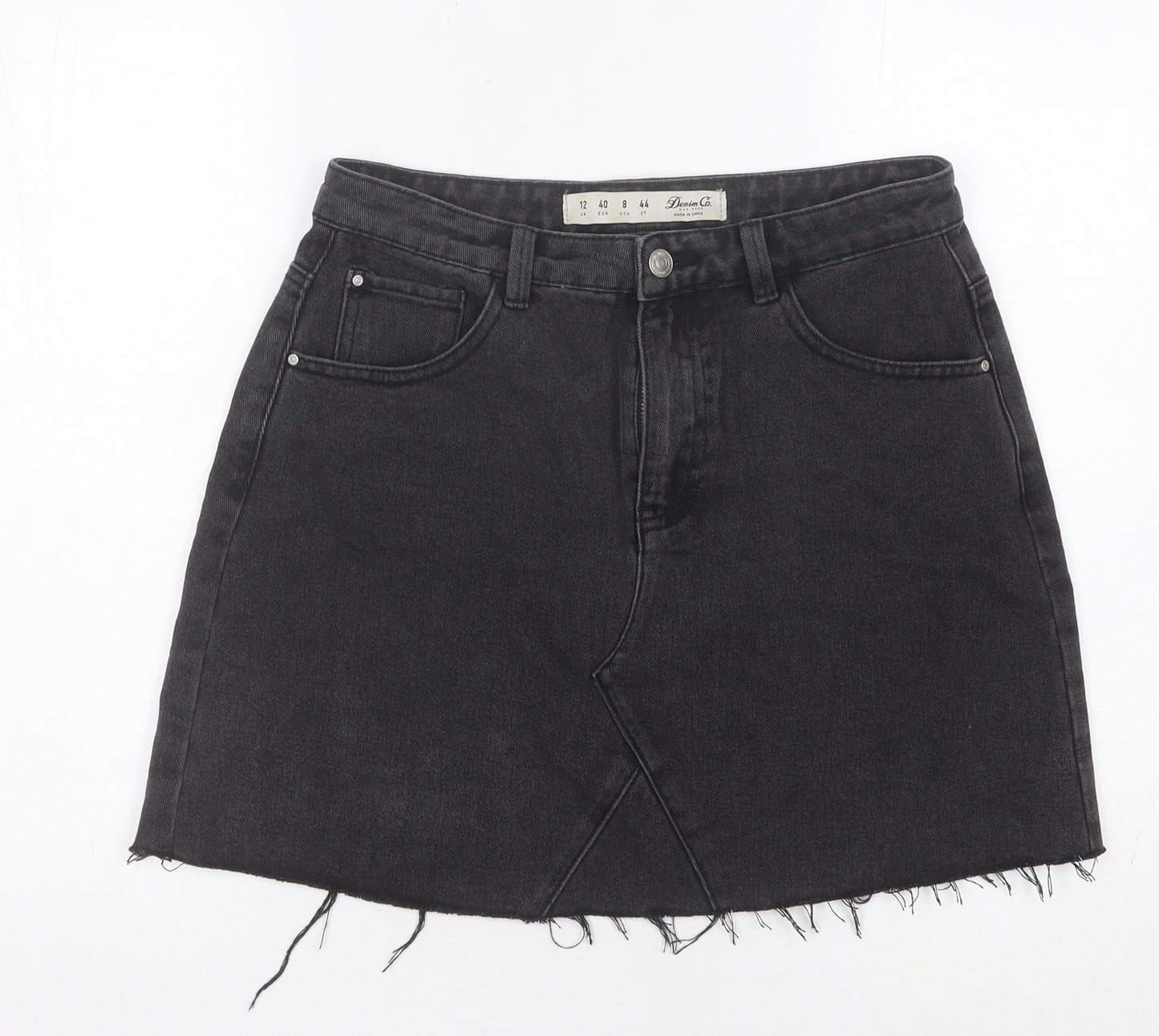 Denim Co Women's Black A-Line Denim Skirt, Size 12