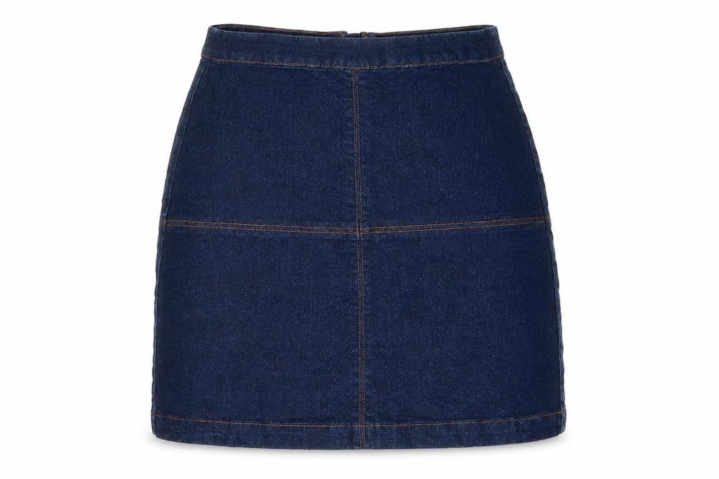 Front view of Matalan Women's Blue Denim Knee Length Pencil Skirt