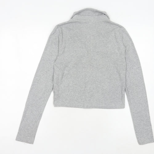 No Me Women's Grey Collared Knit Crop Top M