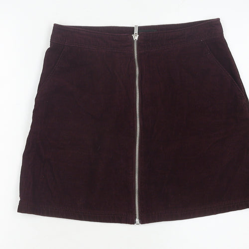 New Look Women's Purple Cotton Corduroy Skirt - Size 10