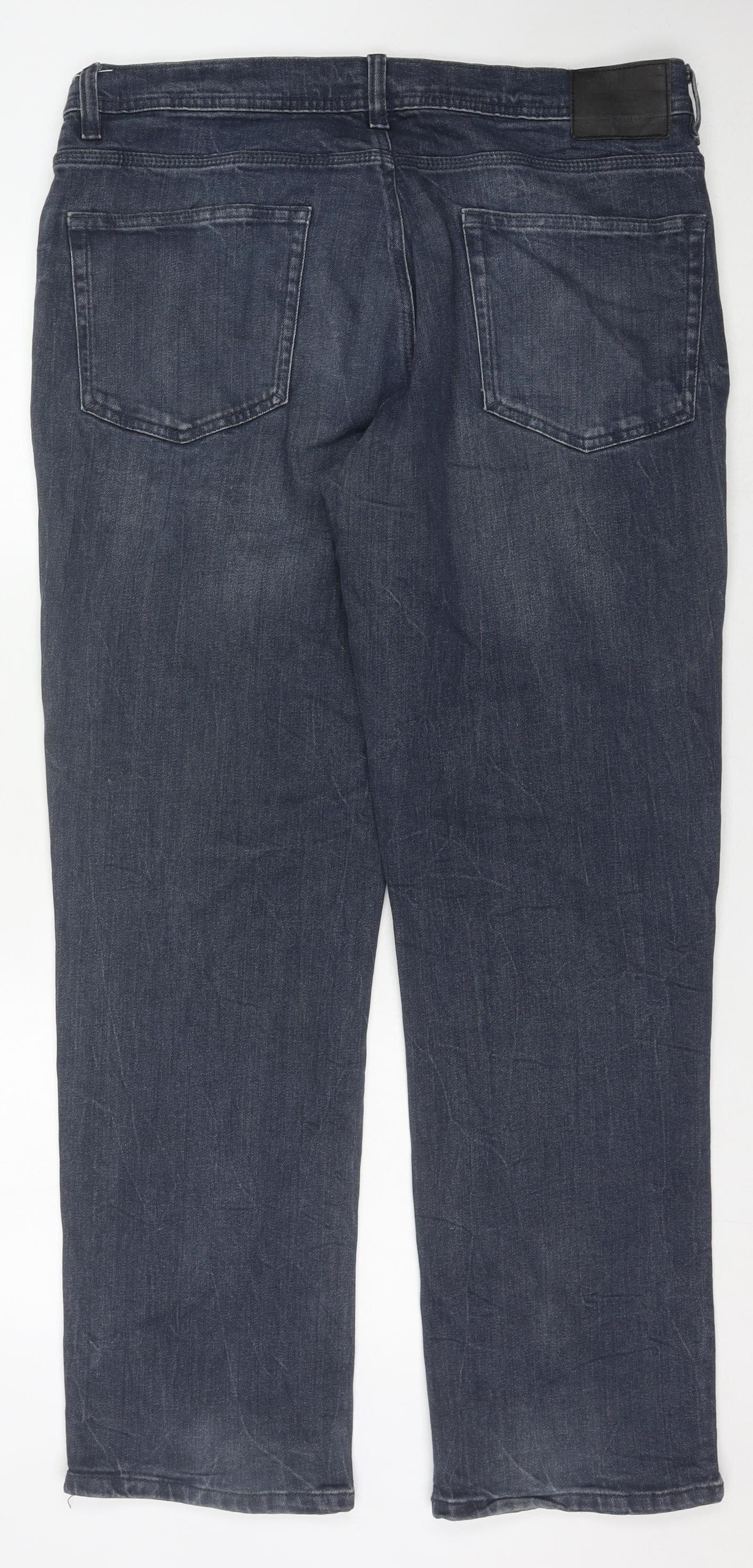 F&F Men's Straight Blue Jeans 38W 32L Regular Fit