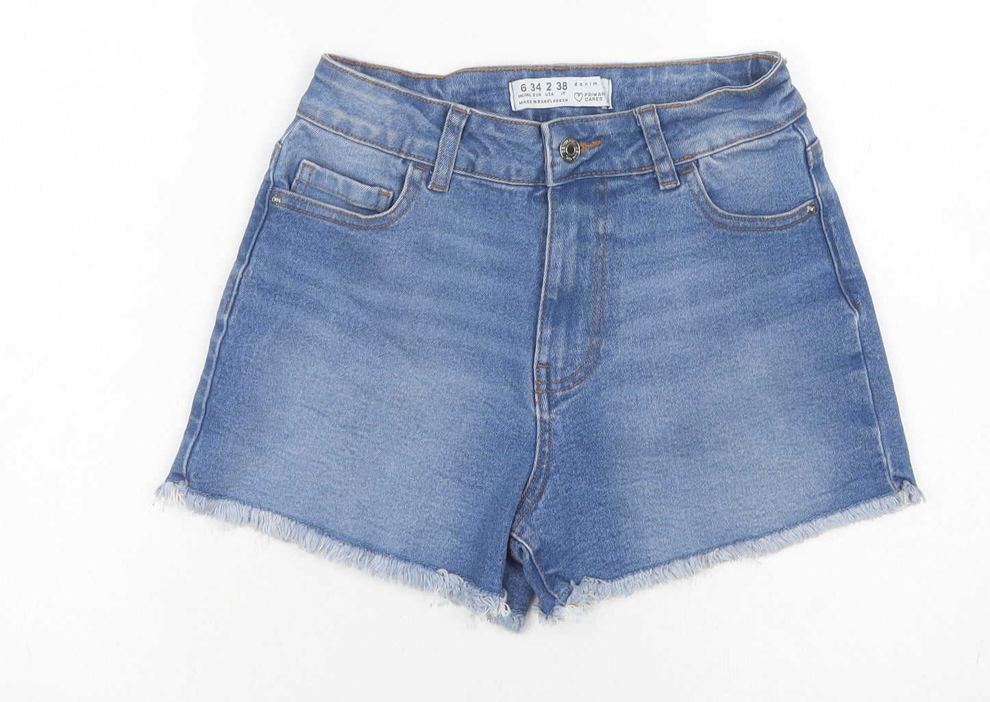 Primark Women's Blue Denim Shorts, Size 6, High Rise