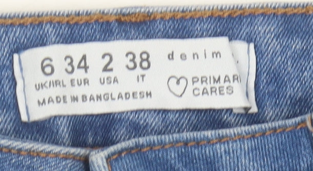 Primark Women's Blue Denim Shorts, Size 6, High Rise
