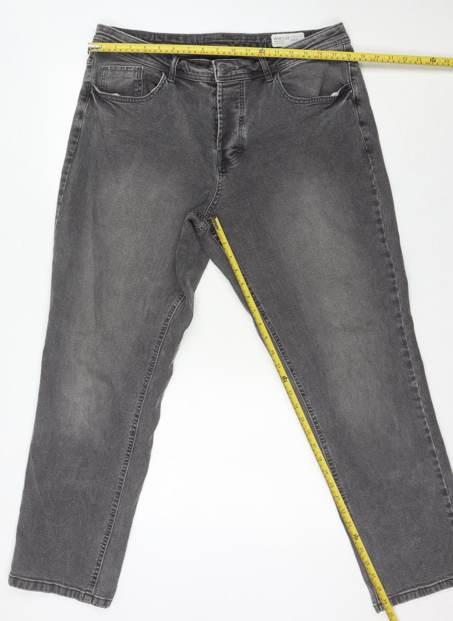 Denim Co. Men’s Grey Straight Fit Jeans Size 36