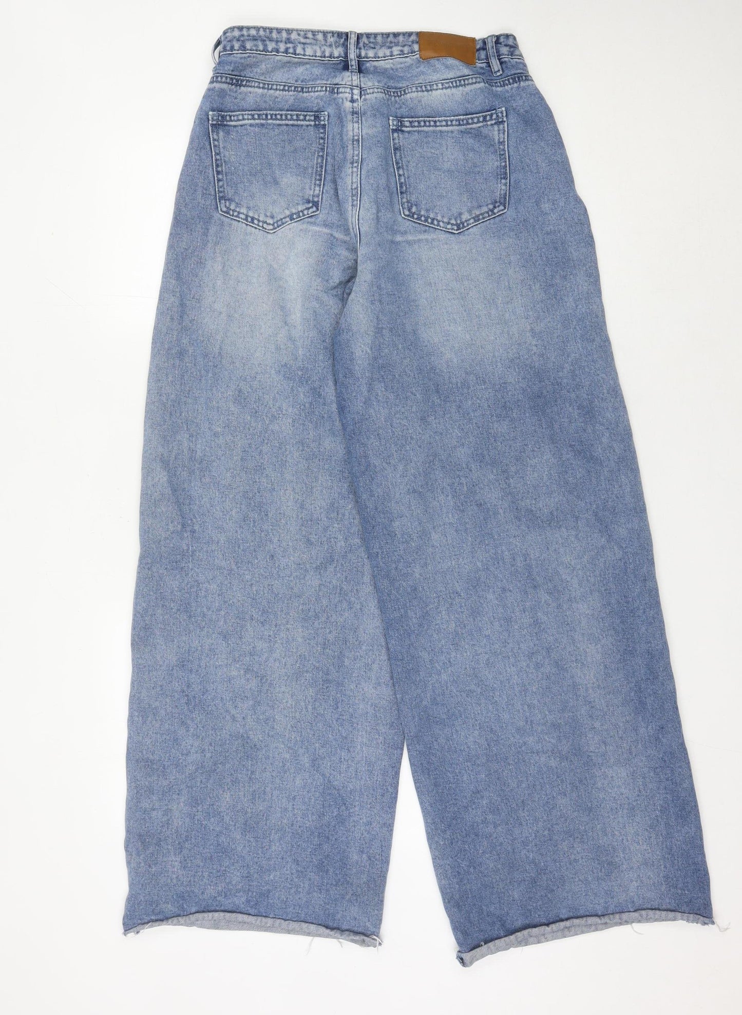 Missguided Women's Blue Wide-Leg Distressed Jeans Size 10