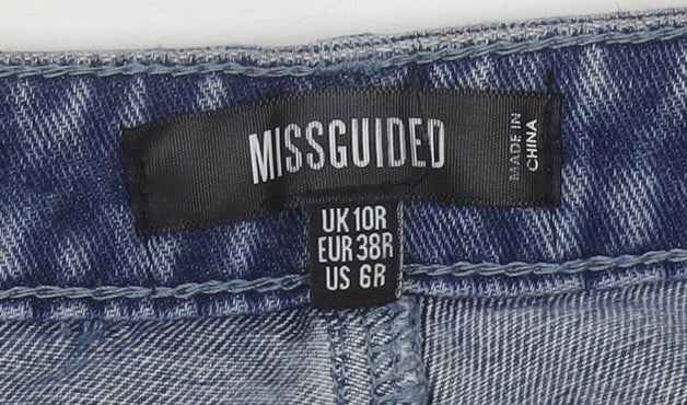 Missguided Women's Blue Wide-Leg Distressed Jeans Size 10