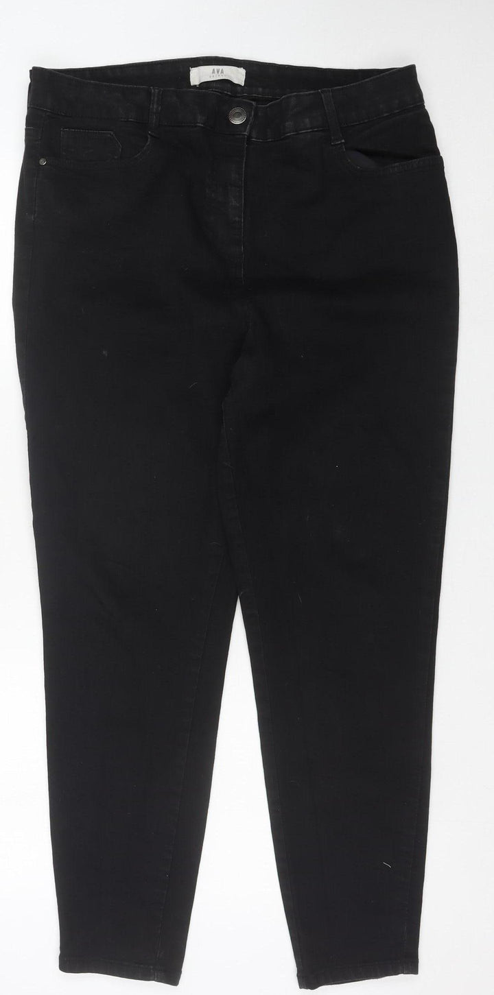 AVA Women's Black Regular Fit Jeans Size 16