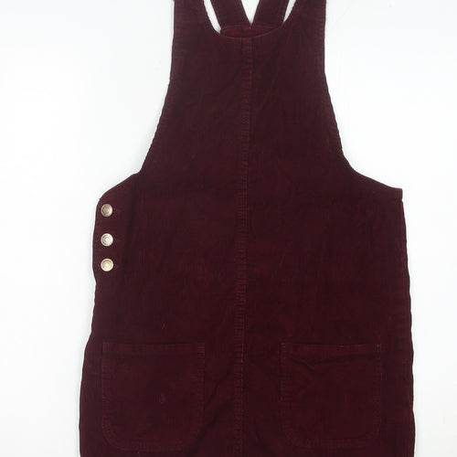 Denim Co. Women's Red Corduroy Pinafore Dress Size 8