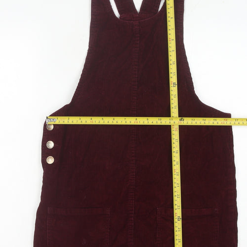 Denim Co. Women's Red Corduroy Pinafore Dress Size 8